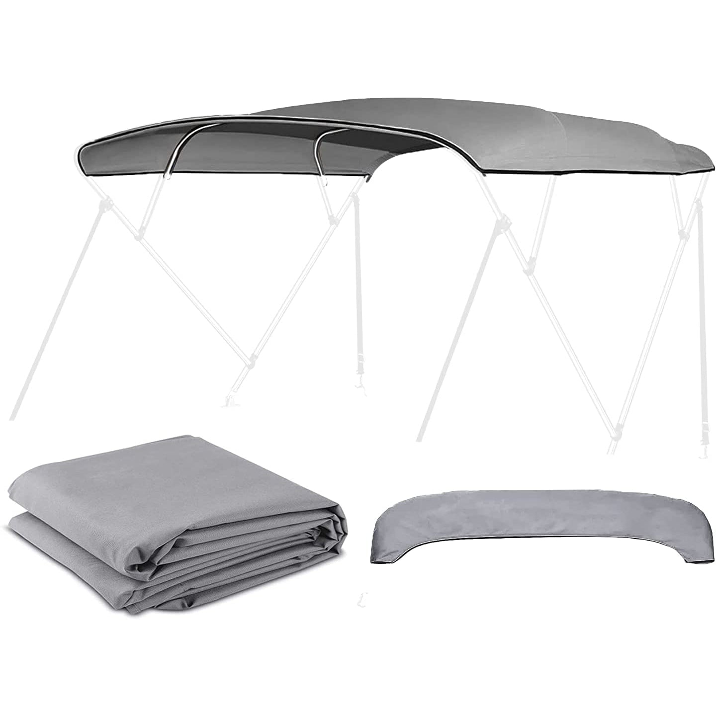 4 Bow Bimini Boat Tops Replacement Canvas Cover Gray